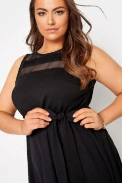 YOURS LONDON Curve Black Mesh Panel Skater Dress -Luna Looks Zone 50a3f709 ef16 4f 157588 D