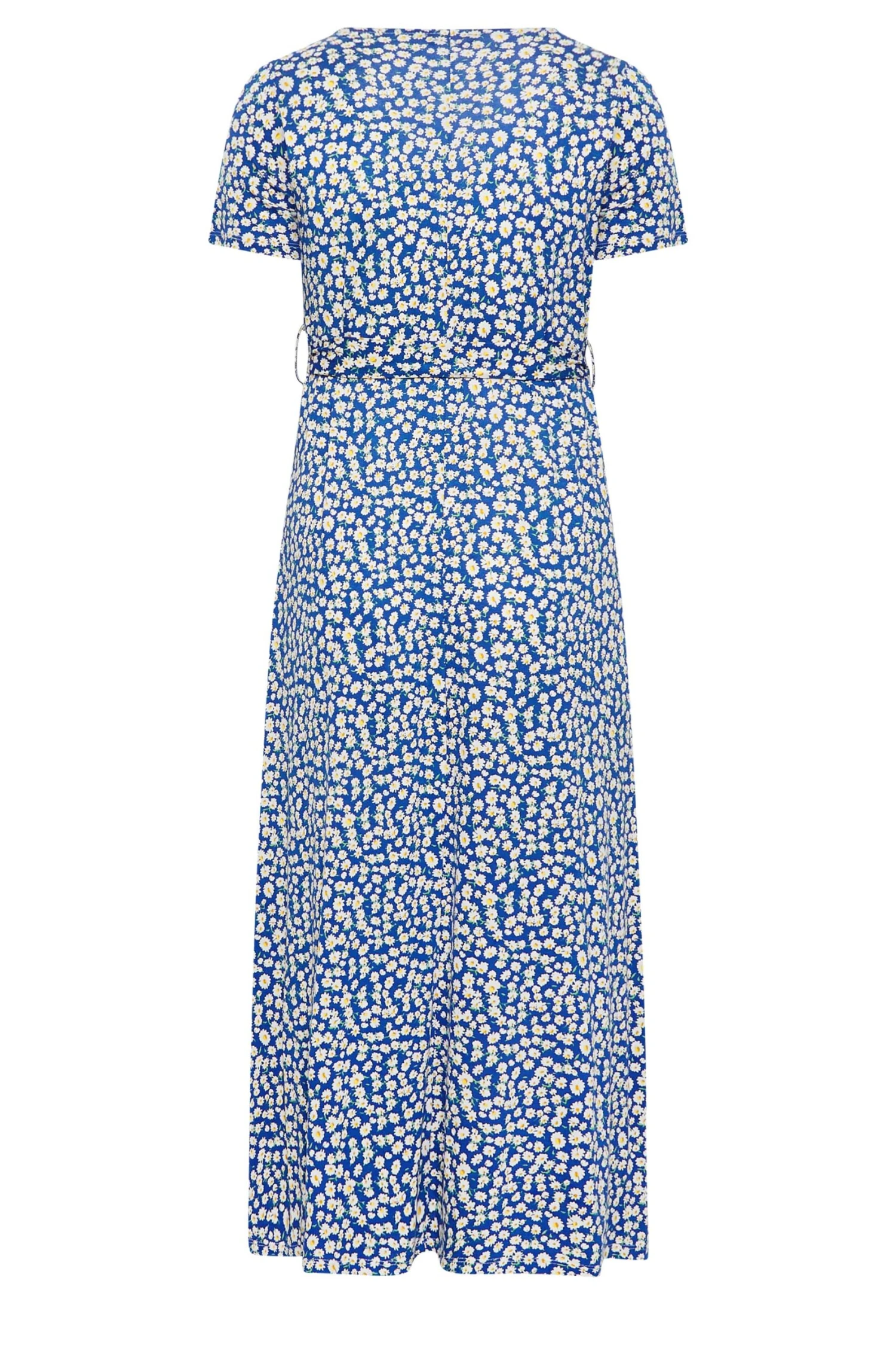 YOURS Curve Blue Ditsy Floral Wrap Dress 6 YOURS Curve Blue Ditsy Floral Wrap Dress - Image 6