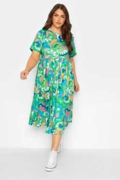 YOURS Curve Green Abstract Print Smock Dress -Luna Looks Zone 5191fcf3 1ee4 4f 137388 DR