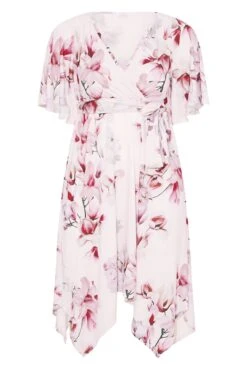 YOURS LONDON Curve Pink Floral Hanky Hem Dress -Luna Looks Zone 51c5d538 7393 4c 161326 X