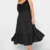 LIMITED COLLECTION Curve Black Crochet Tiered Midaxi Dress