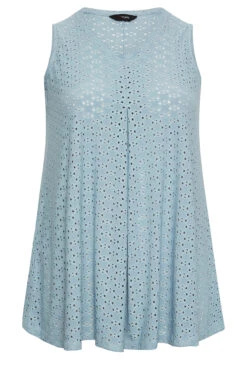 YOURS Curve Blue Pointelle Vest Top -Luna Looks Zone 52840e35 2767 4d 301838 X
