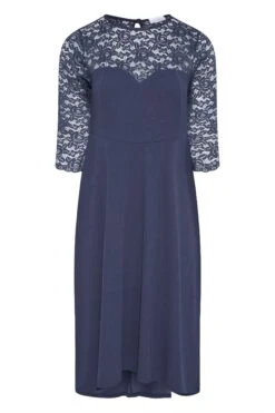 YOURS LONDON Curve Navy Blue Lace Sweetheart Midi Dress -Luna Looks Zone 5298c2e4 2b38 42 162028 X