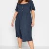 LIMITED COLLECTION Curve Blue Ribbed Square Neck Midi Dress