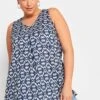 YOURS Curve Navy Blue Aztec Print Swing Top