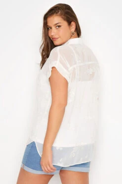 YOURS Curve White Floral Print Embroidered Shirt -Luna Looks Zone 53894d96 63d3 44 173862 D