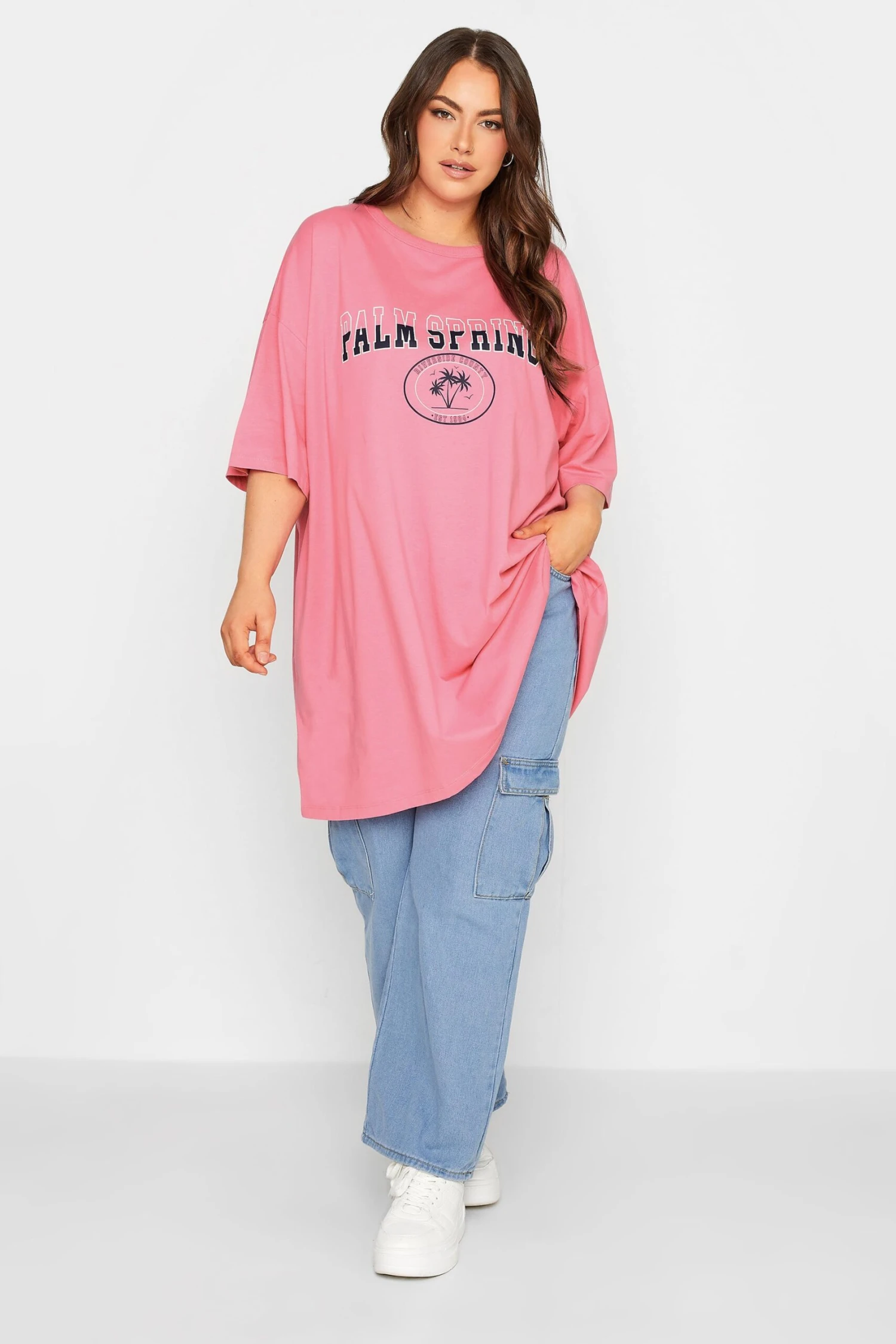 YOURS 2 PACK Curve Pink & Navy Blue Oversized Slogan Tunic Tops 2 YOURS 2 PACK Curve Pink & Navy Blue Oversized Slogan Tunic Tops - Image 2