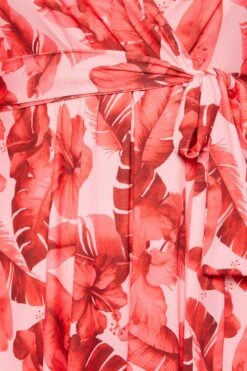 YOURS LONDON Curve Pink Tropical Floral Print Wrap Dress -Luna Looks Zone 5414732e a788 40 162202 Z