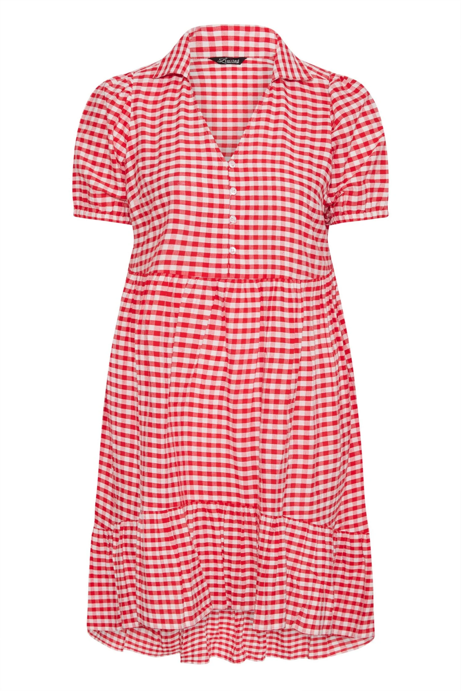LIMITED COLLECTION Curve Red Gingham Dipped Hem Smock Dress 5 LIMITED COLLECTION Curve Red Gingham Dipped Hem Smock Dress - Image 5