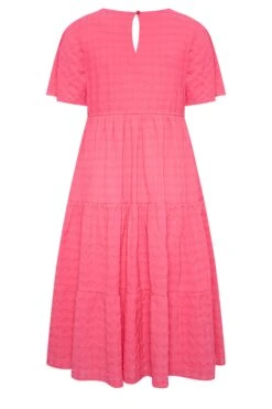 LIMITED COLLECTION Curve Hot Pink Textured Tiered Smock Dress -Luna Looks Zone 54f41149 da4b 4f 215542 Y