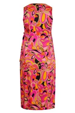 YOURS LONDON Curve Hot Pink Abstract Print Satin Wrap Dress -Luna Looks Zone 557f48ca 93fa 42 161575 Y