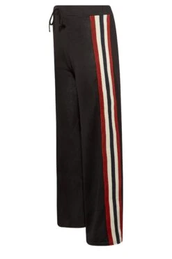 YOURS PETITE Curve Black Side Stripe Knitted Wide Leg Trousers -Luna Looks Zone 55971645 a7bc 4a 174460 X2