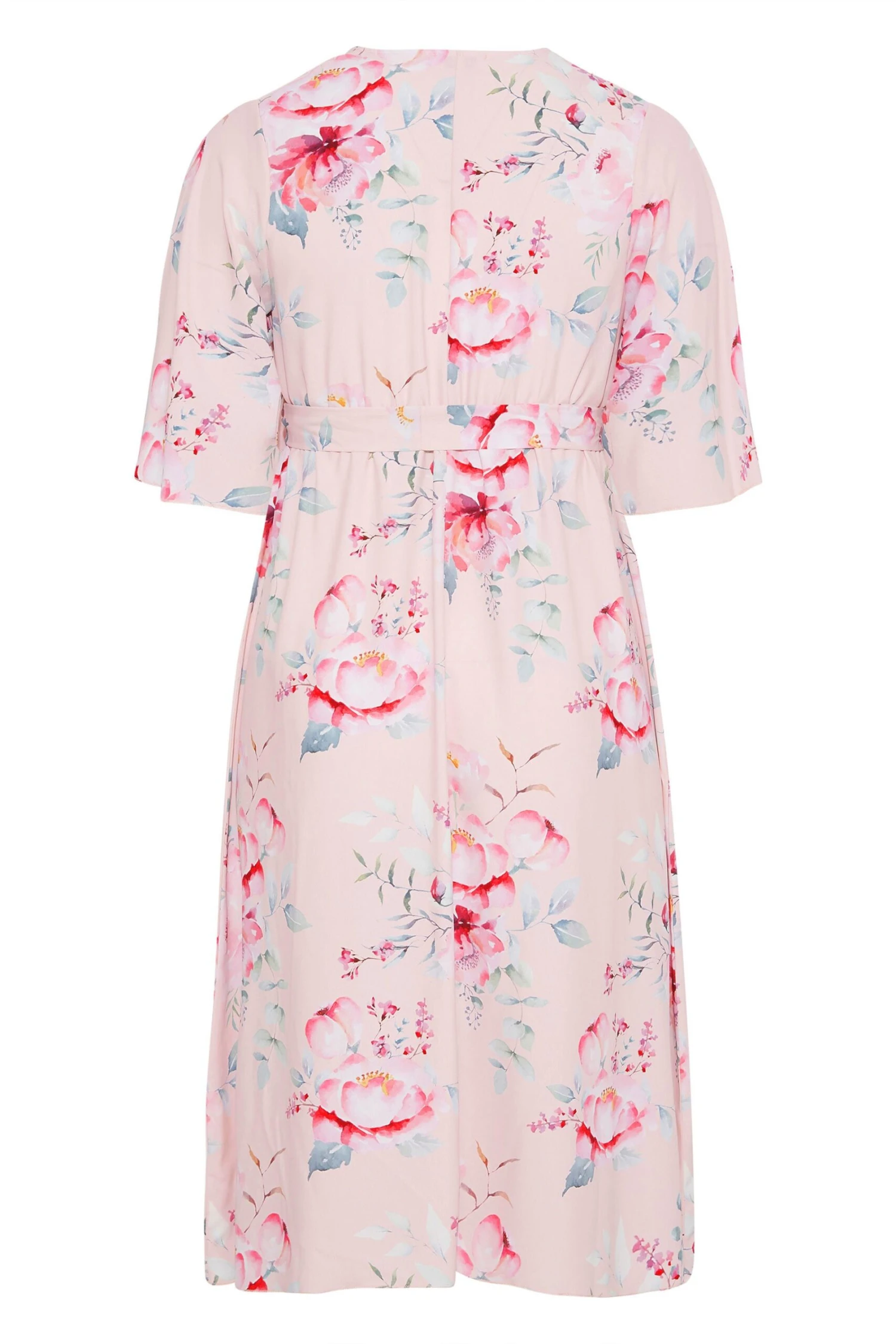 YOURS LONDON Curve Pink Floral Wrap Dress 6 YOURS LONDON Curve Pink Floral Wrap Dress - Image 6