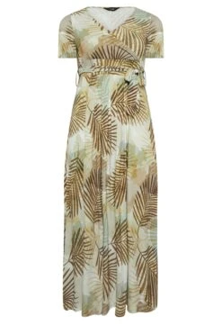 YOURS Curve Brown Tropical Leaf Print Wrap Dress -Luna Looks Zone 56652887 58c8 4e 301987 X