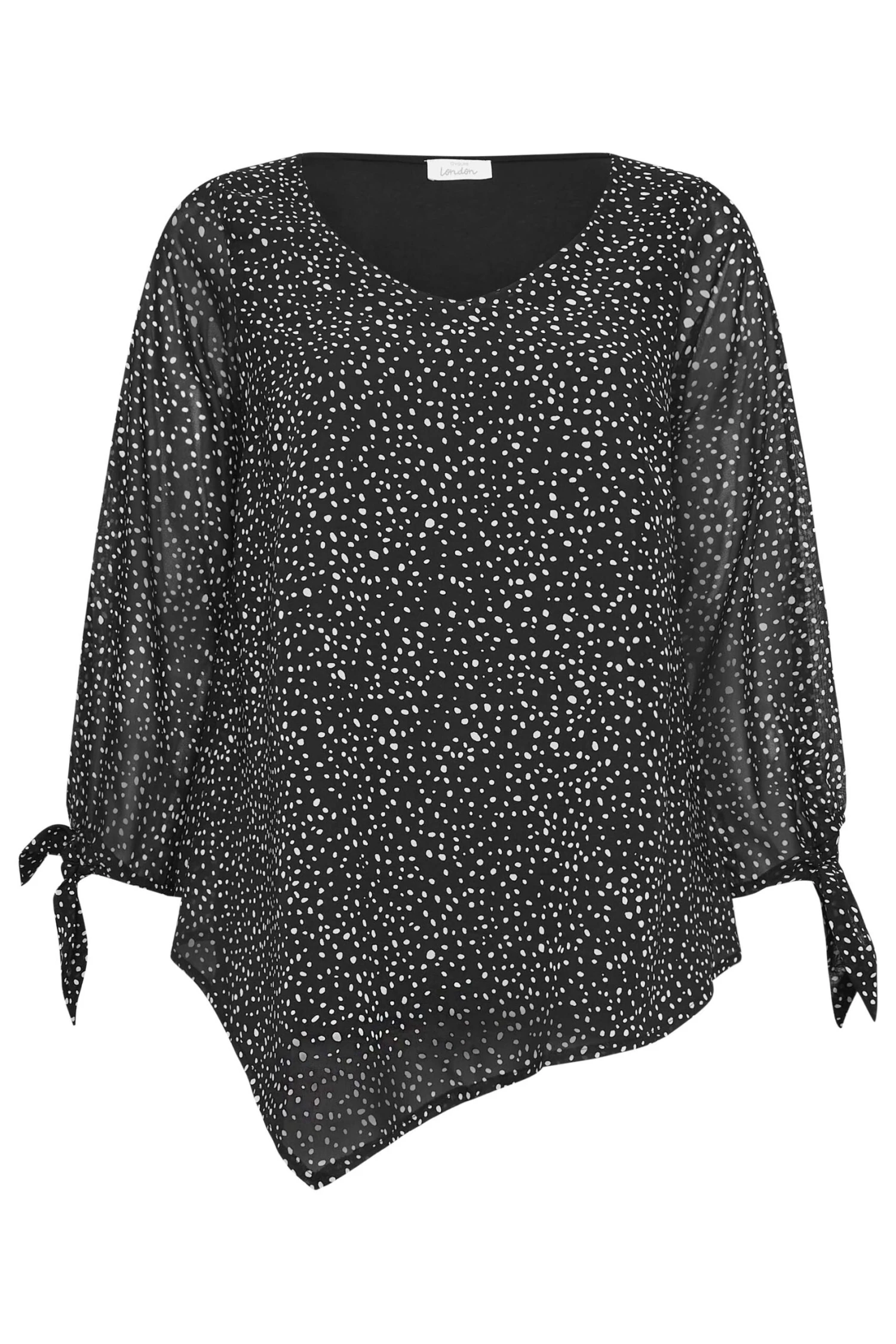 YOURS LONDON Curve Black Dalmatian Print Asymmetric Blouse 5 YOURS LONDON Curve Black Dalmatian Print Asymmetric Blouse - Image 5