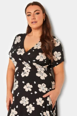 YOURS Curve Black Floral Print V-Neck Midaxi Dress -Luna Looks Zone 569c4305 96f3 44 302228 D