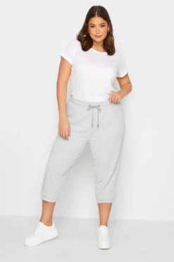 YOURS Curve Grey Cropped Stretch Joggers