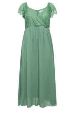 YOURS LONDON Curve Green Lace Detail Wrap Maxi Dress -Luna Looks Zone 572366a3 2bd3 4e 161895 X