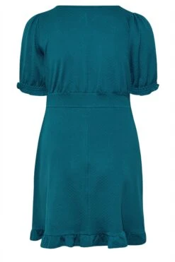 YOURS Curve Teal Blue Ruffle Hem Mini Dress -Luna Looks Zone 5754cb5e 7d80 41 174145 Y