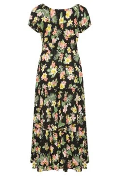 YOURS Curve Black Tropical Print Bardot Maxi Dress 11 YOURS Curve Black Tropical Print Bardot Maxi Dress -Luna Looks Zone 579627e5 010b 4f 137324 Y