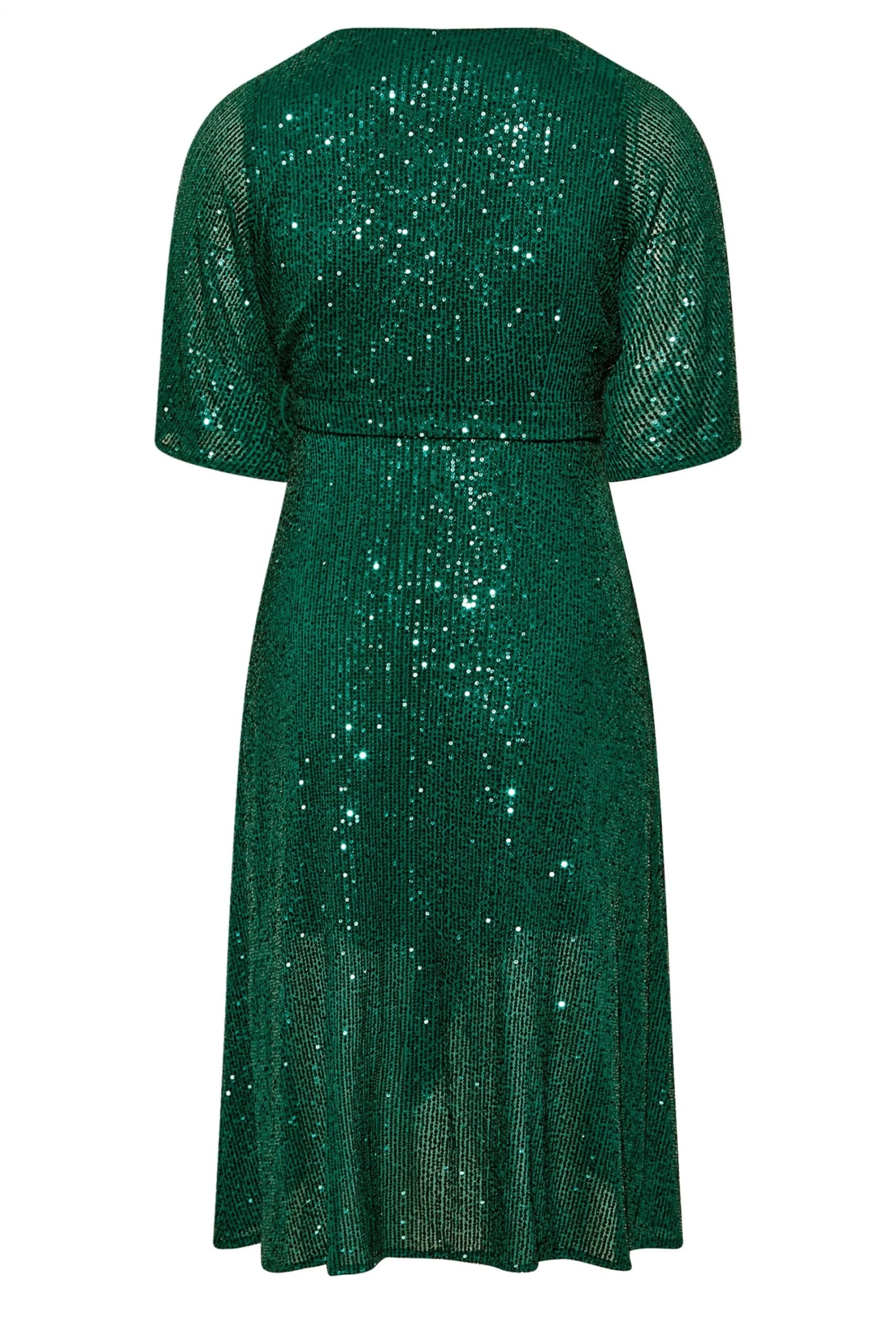 YOURS LONDON Curve Green Sequin Embellished Double Wrap Dress 6 YOURS LONDON Curve Green Sequin Embellished Double Wrap Dress - Image 6