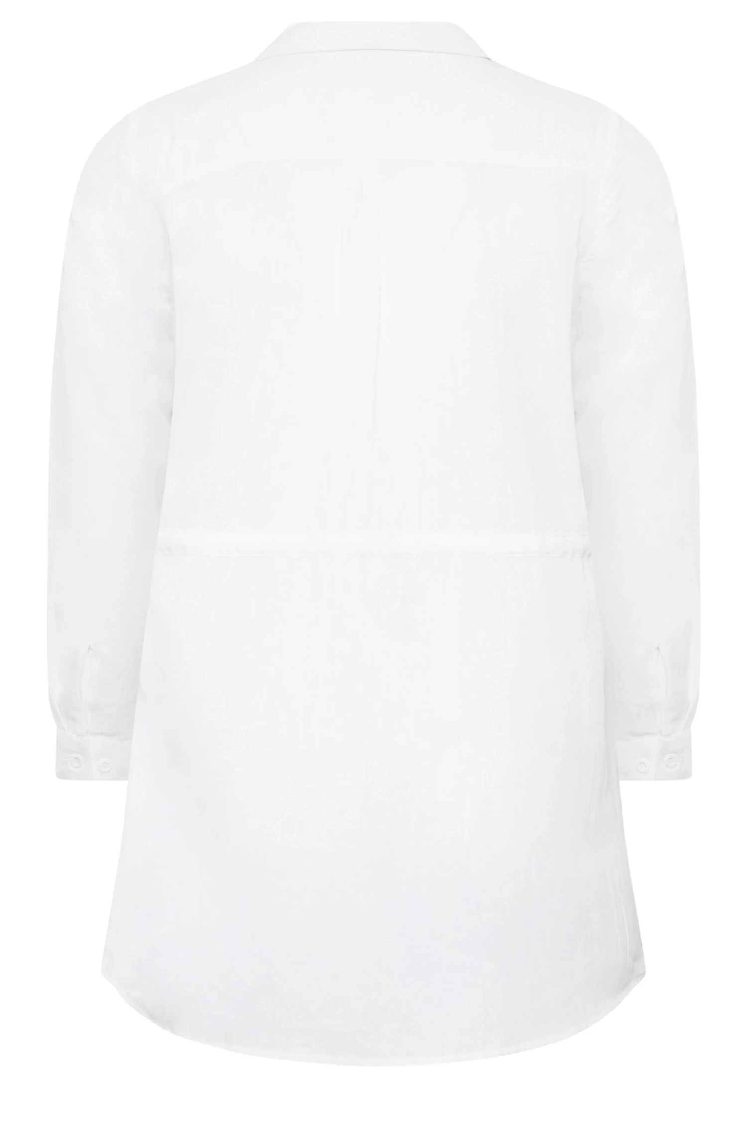 YOURS Curve White Utility Tunic Linen Look Shirt 6 YOURS Curve White Utility Tunic Linen Look Shirt - Image 6