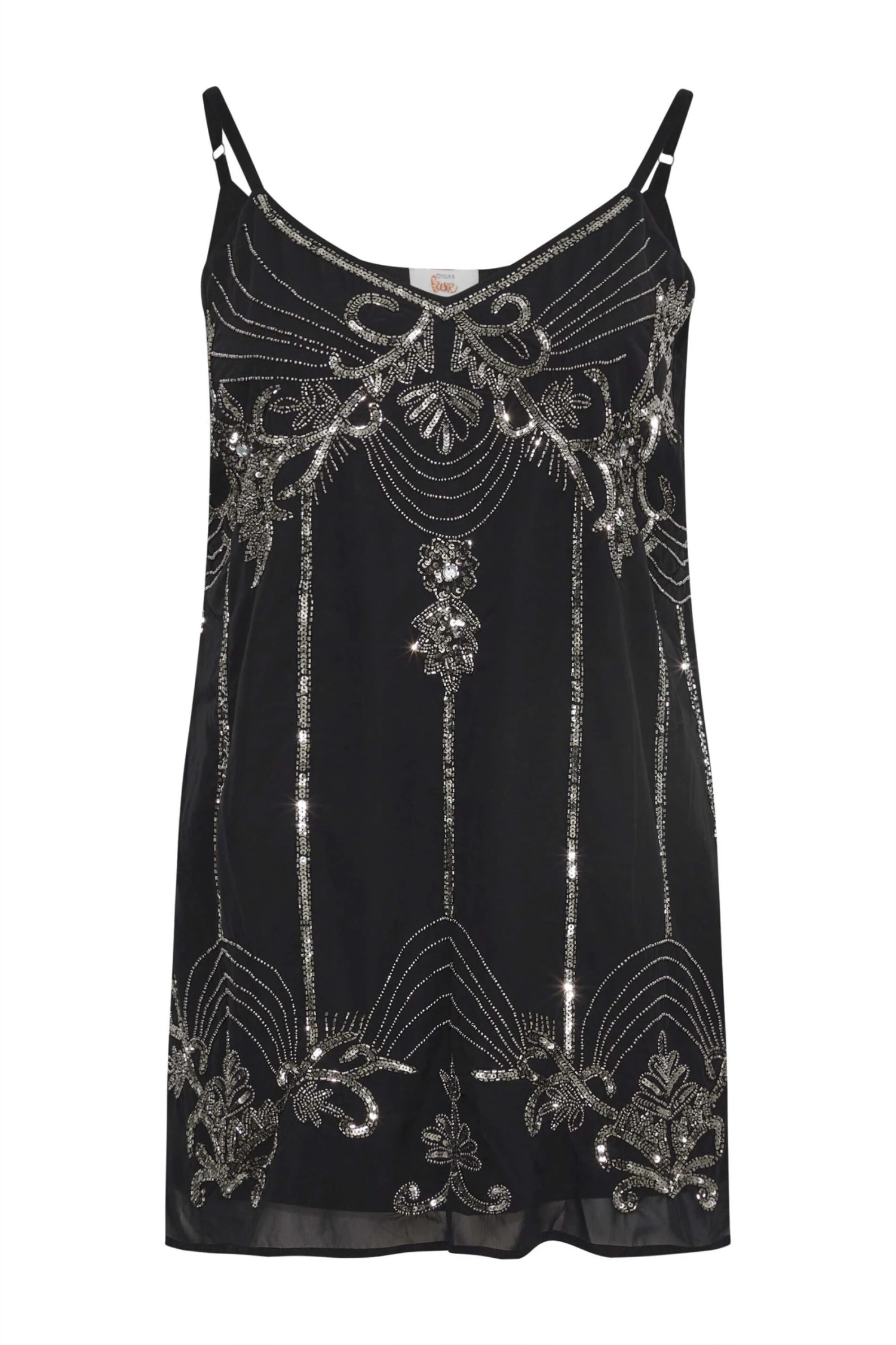 LUXE Curve Black Paisley Sequin Hand Embellished Cami Top 4 LUXE Curve Black Paisley Sequin Hand Embellished Cami Top - Image 4