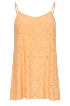 LIMITED COLLECTION Curve Orange Broderie Anglaise Cami Vest Top -Luna Looks Zone 57eafcdc 5c02 4d 215861 X