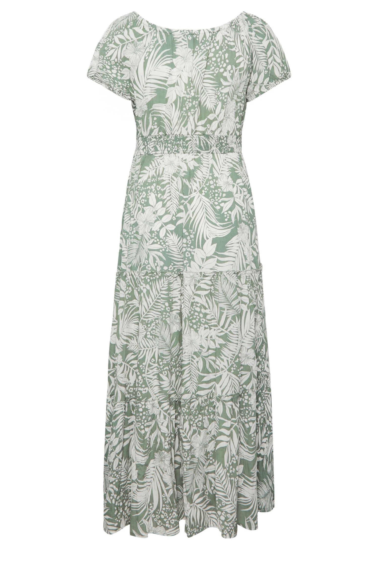 YOURS Curve Green Floral Print Bardot Maxi Dress 6 YOURS Curve Green Floral Print Bardot Maxi Dress - Image 6