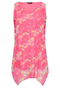 YOURS Curve Pink Floral Hanky Hem Double Layer Vest Top 6 YOURS Curve Pink Floral Hanky Hem Double Layer Vest Top -Luna Looks Zone 58e04175 3ec4 4f 300961 X