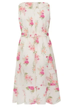 YOURS LONDON Curve White Floral Print Double Ruffle Wrap Dress -Luna Looks Zone 5934d7dc bf69 4f 162052 Y