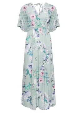 YOURS LONDON Light Blue Floral Shirred Maxi Dress -Luna Looks Zone 595df49b ccb3 45 162126 X