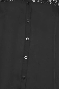 YOURS LONDON Curve Black Lace Insert Shirt -Luna Looks Zone 5970578a 195a 4a 162138 Z