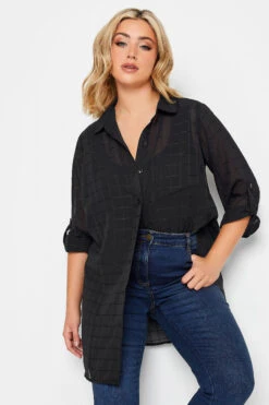YOURS LONDON Curve Black Check Chiffon Shirt -Luna Looks Zone 59a56fb5 76e8 43 162218 A