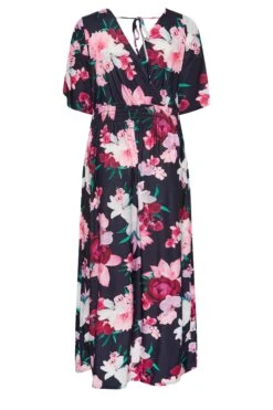 YOURS LONDON Curve Navy Blue Floral Shirred Maxi Dress -Luna Looks Zone 5a40a343 352b 47 162125 Y