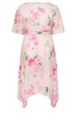 YOURS LONDON Curve Light Pink Floral Hanky Hem Dress -Luna Looks Zone 5a4d164f 6f35 44 162105 YR