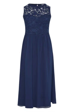 YOURS LONDON Curve Navy Blue Lace Front Chiffon Maxi Dress -Luna Looks Zone 5a72db26 8447 47 161003 F