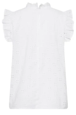 YOURS PETITE Curve White Broderie Frill Shoulder Top -Luna Looks Zone 5af8adb6 2f4b 45 174617 Y