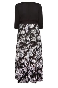 YOURS LUXURY Curve Black & Silver Foil Floral Print Wrap Dress -Luna Looks Zone 5b0ac300 a734 45 301808 Y