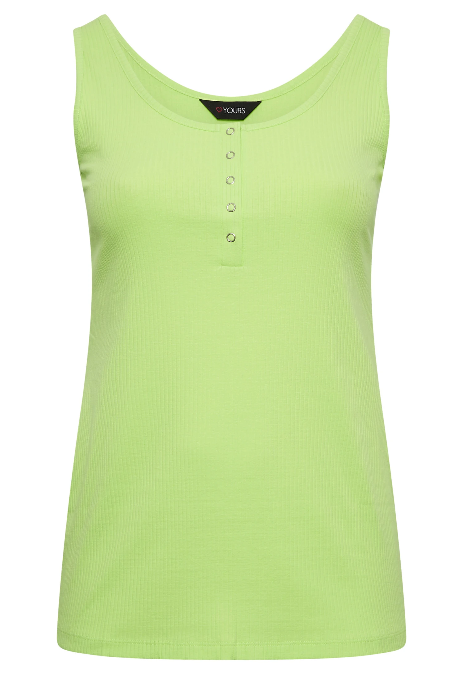 YOURS Curve Lime Green Popper Vest Top 5 YOURS Curve Lime Green Popper Vest Top - Image 5