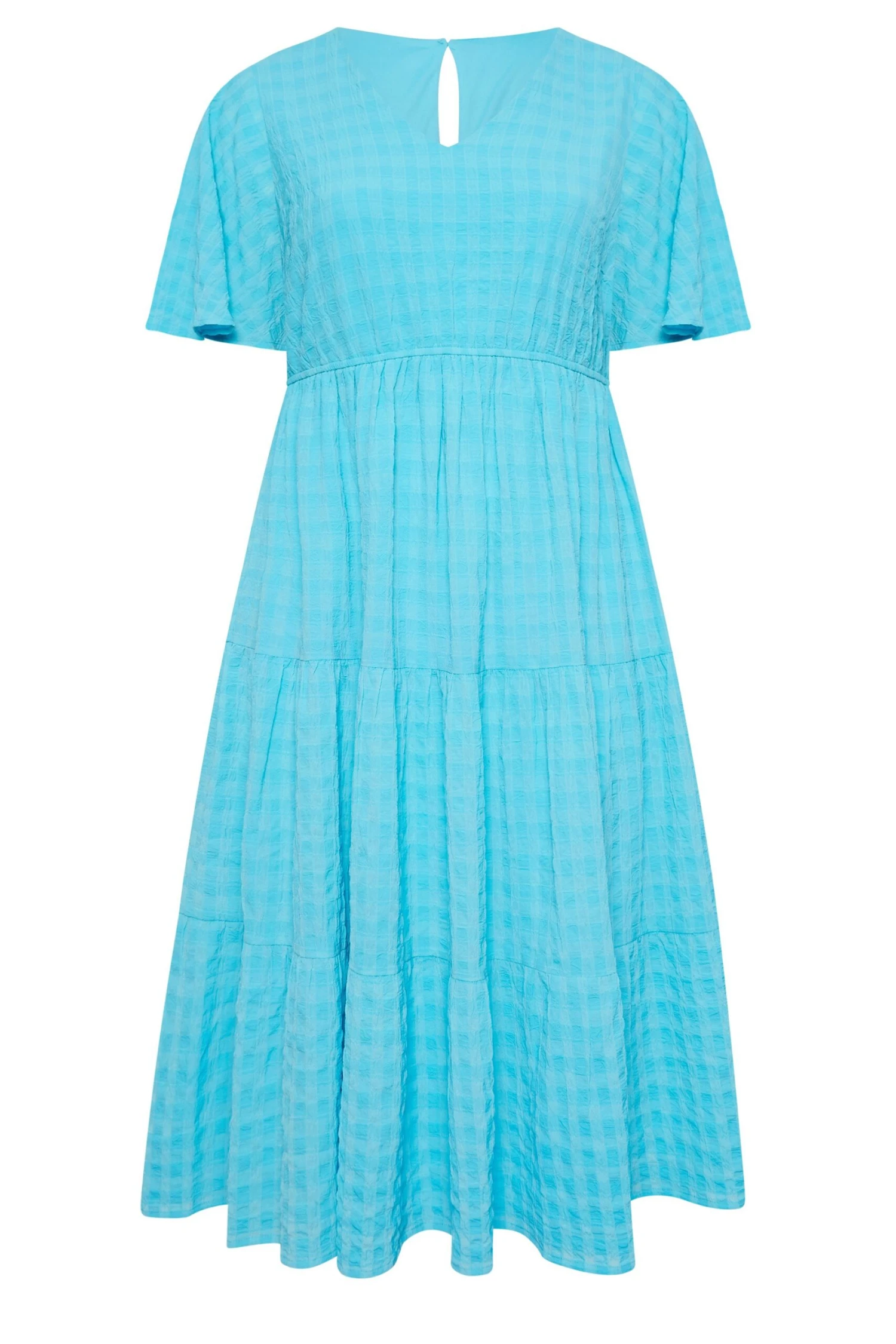 LIMITED COLLECTION Curve Aqua Blue Textured Tiered Smock Dress 6 LIMITED COLLECTION Curve Aqua Blue Textured Tiered Smock Dress - Image 6