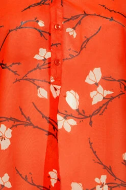 YOURS Curve Orange Floral Half Placket Shirt -Luna Looks Zone 5db87e77 09f0 4f 131954 Z