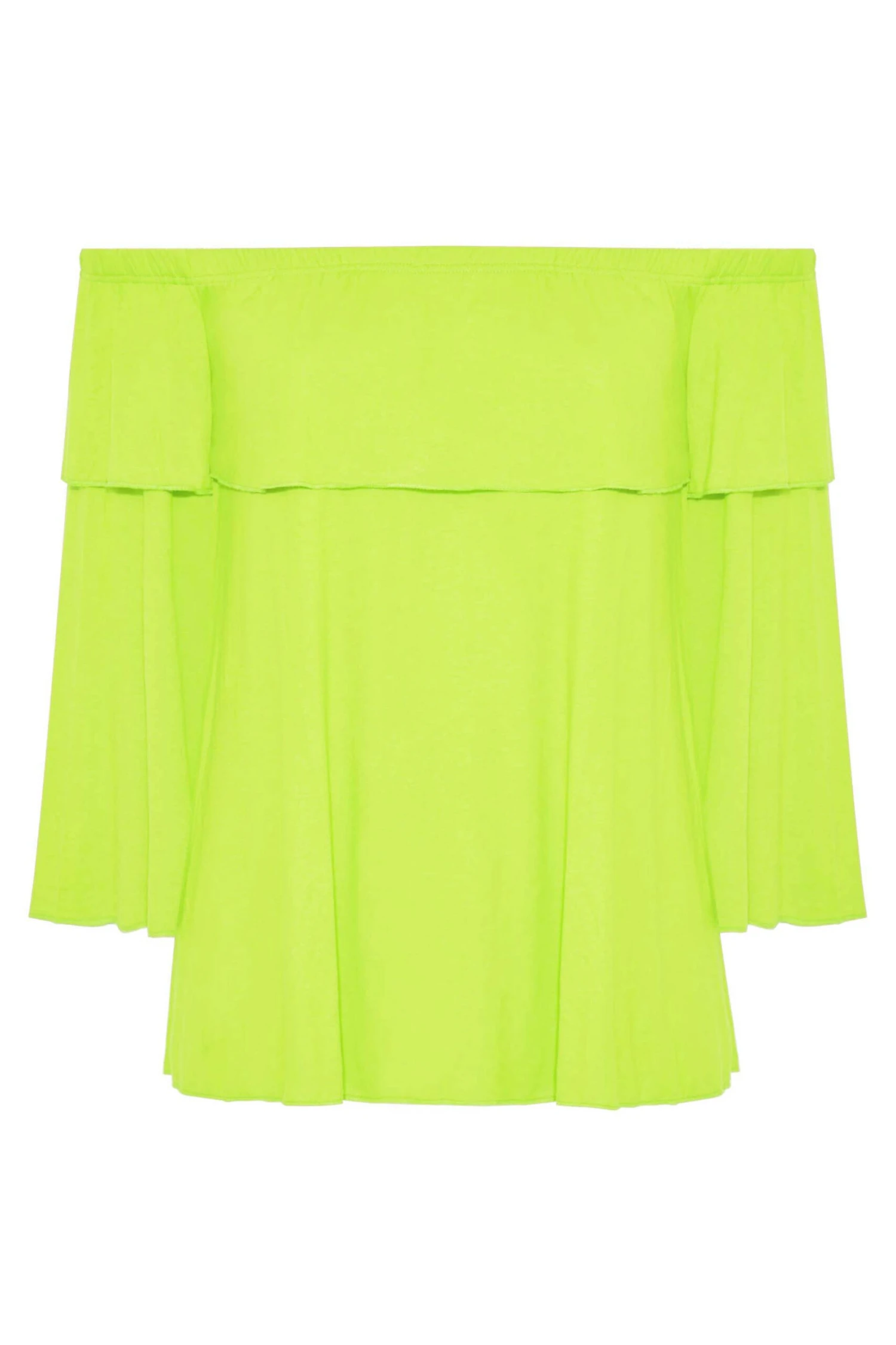 LIMITED COLLECTION Curve Lime Green Frill Bardot Top 5 LIMITED COLLECTION Curve Lime Green Frill Bardot Top - Image 5