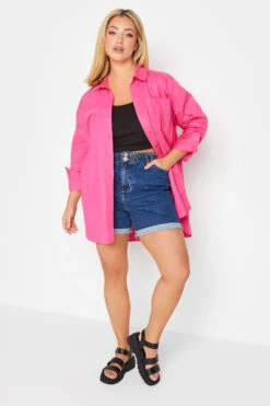 YOURS Curve Mid Blue Elasticated Waist Denim Shorts