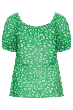 YOURS PETITE Curve Green Ditsy Print Ruched Front Top 11 YOURS PETITE Curve Green Ditsy Print Ruched Front Top -Luna Looks Zone 5e992794 b666 46 174569 Y