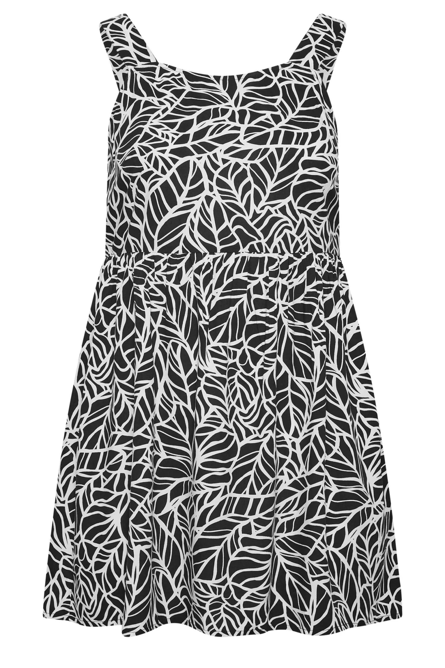 YOURS Curve Black Leaf Print Bow Back Vest Top 5 YOURS Curve Black Leaf Print Bow Back Vest Top - Image 5