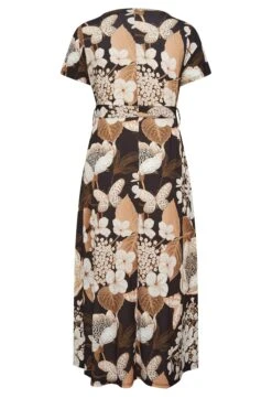 YOURS Curve Black Neutral Floral Print Wrap Front Midaxi Dress -Luna Looks Zone 5f7a76bf 46e8 4a 302154 Y