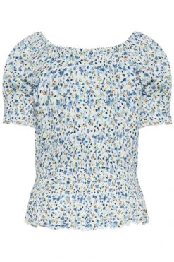 YOURS PETITE Curve White & Blue Floral Bardot Top -Luna Looks Zone 5fa32af1 1f03 4c 174467 Y