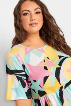 LIMITED COLLECTION Curve Black & Pink Star Print Midaxi Smock Dress -Luna Looks Zone 5fed7450 a8f3 42 215705 D