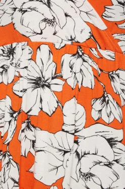 YOURS Curve Orange Floral V-Neck Tiered Wrap Dress -Luna Looks Zone 603a8ed2 d4c5 47 301895 Z